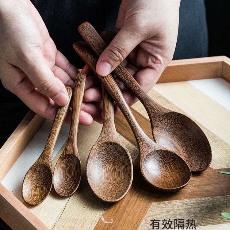 鸡翅木韩式木勺子家用创意实木无漆可爱吃饭用长柄小木勺子儿童勺