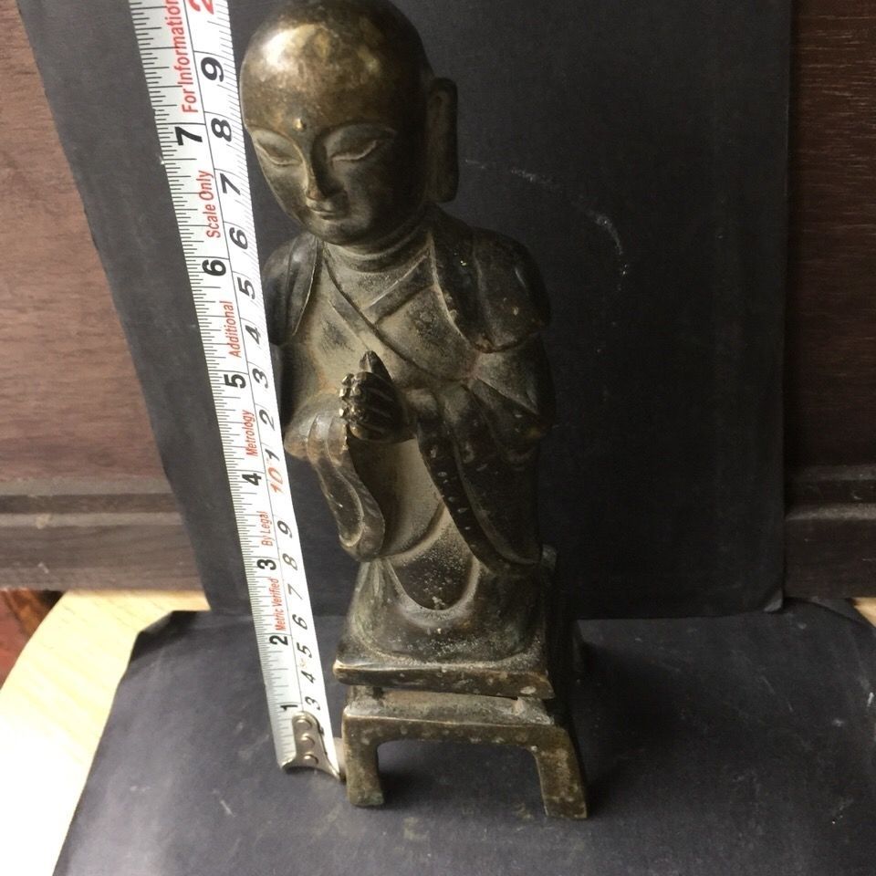 精雕旧的可收藏的清铜站罗汉佛尺寸20x7厘米