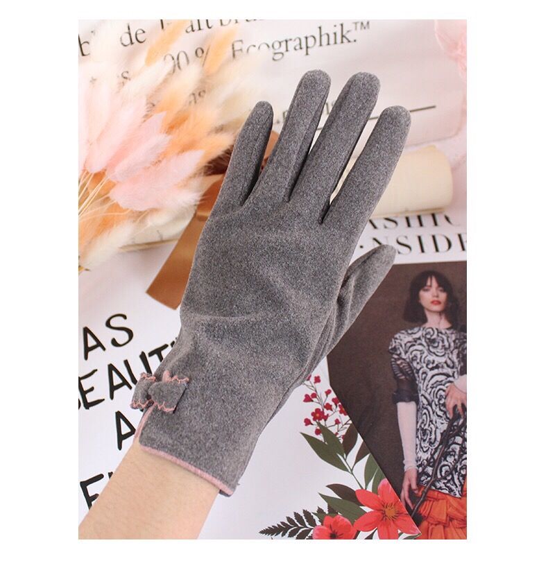 Guantes autocalentables para mujer, pantalla táctil cálida, modelos de otoño e invierno, lindos lazos, conducción de moda, versión coreana de calefacción Derong_voghion.com