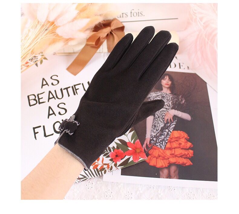 Guantes autocalentables para mujer, pantalla táctil cálida, modelos de otoño e invierno, lindos lazos, conducción de moda, versión coreana de calefacción Derong_voghion.com