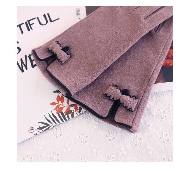 Guantes autocalentables para mujer, pantalla táctil cálida, modelos de otoño e invierno, lindos lazos, conducción de moda, versión coreana de calefacción Derong_voghion.com