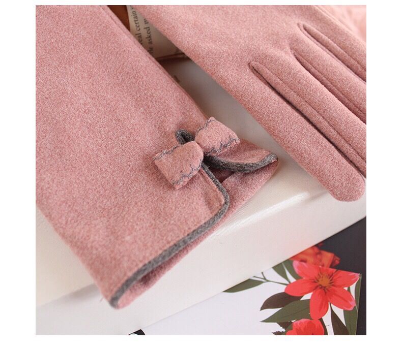 Guantes autocalentables para mujer, pantalla táctil cálida, modelos de otoño e invierno, lindos lazos, conducción de moda, versión coreana de calefacción Derong_voghion.com