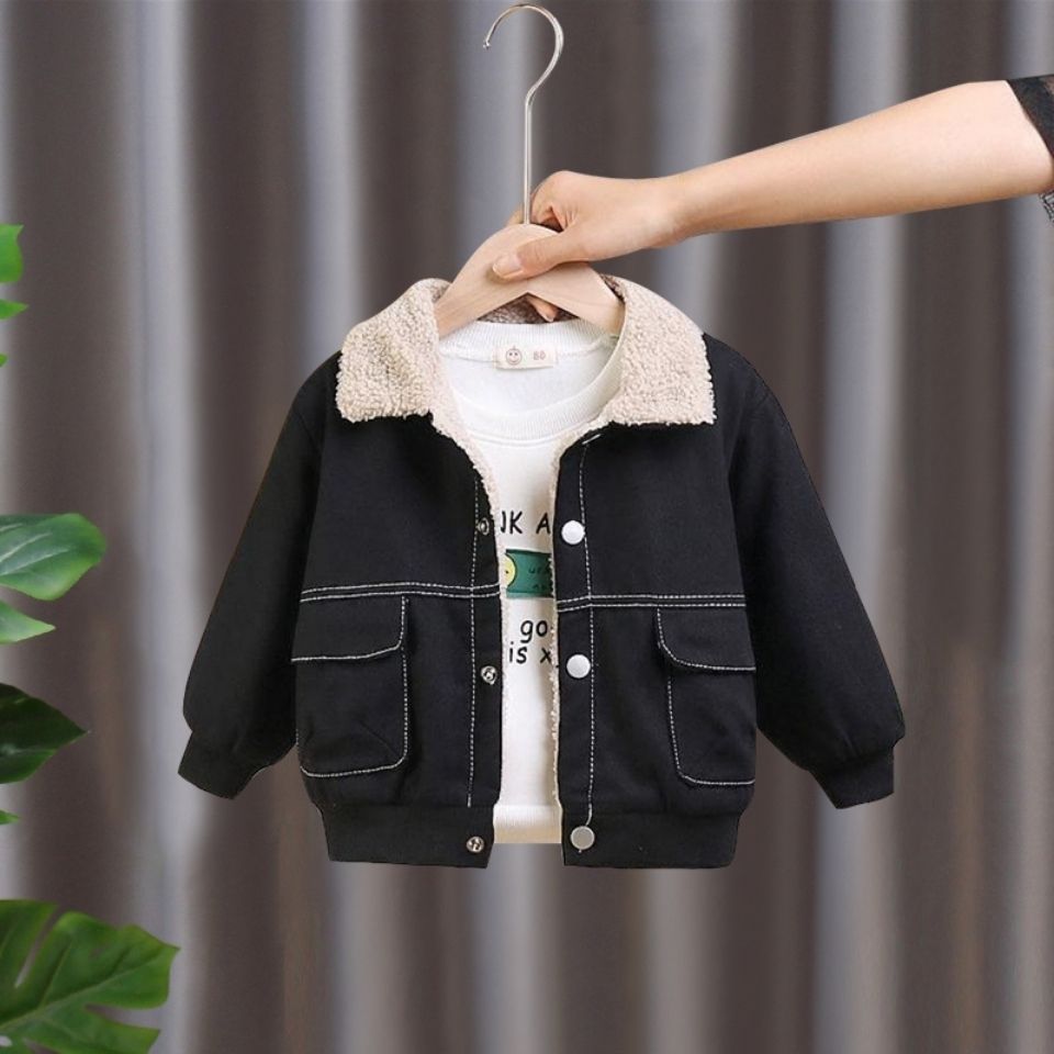 Boys' spring and autumn coat 2020 new style children's plush and thickened top foreign style jacket boy's casual windbreaker