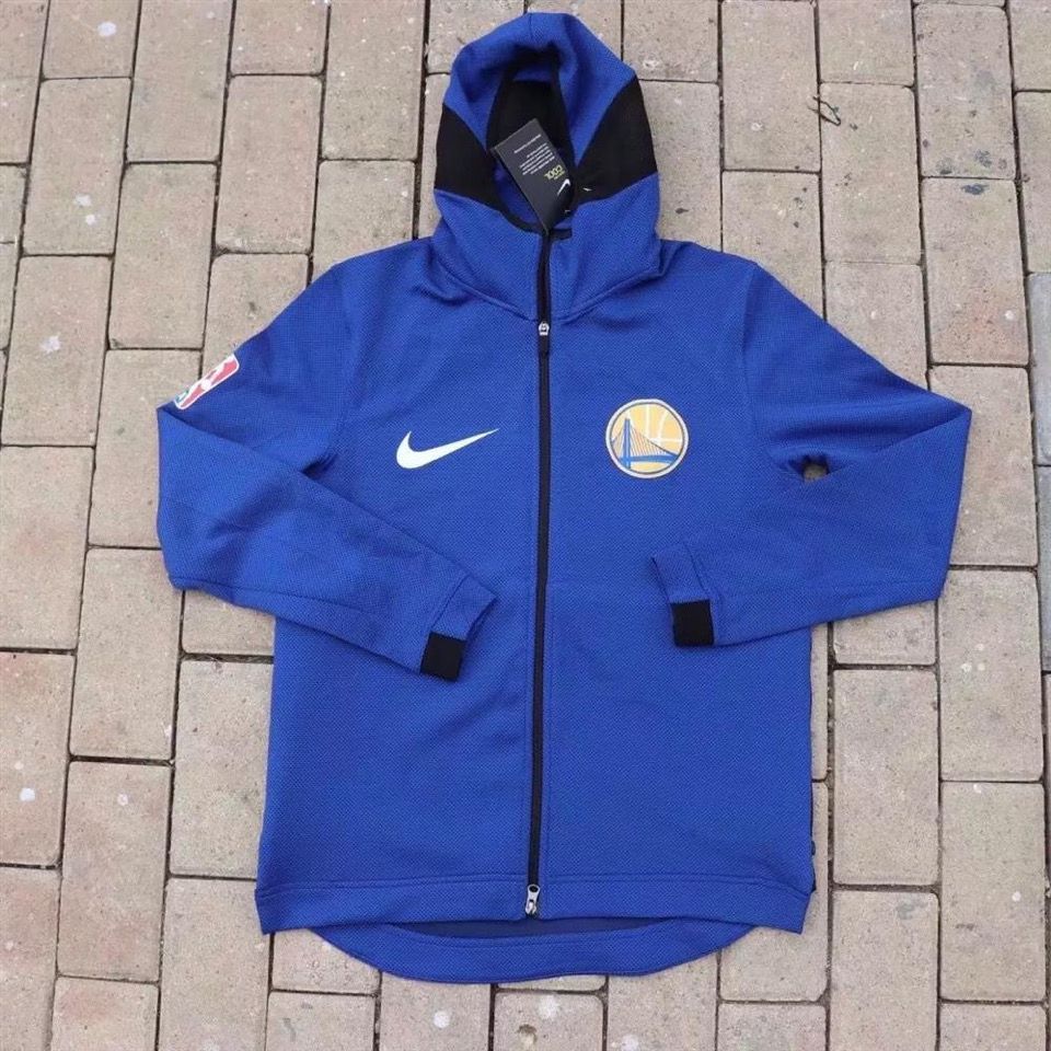 nba勇士湖人队篮球运动带帽外套出场训练双头拉链帽衫开衫投篮服