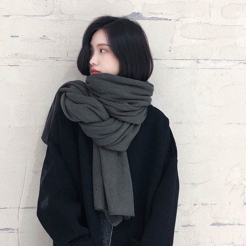 Korean net red wool scarf for women autumn and winter thickened warm student pure neckband for men cute versatile shawl