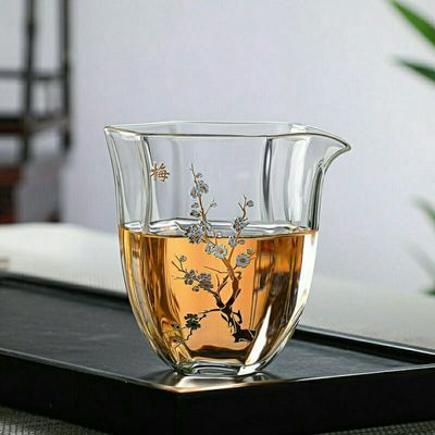 网红日式一体金银烧六角公道杯匀杯分茶器高品质高硼硅玻璃茶海