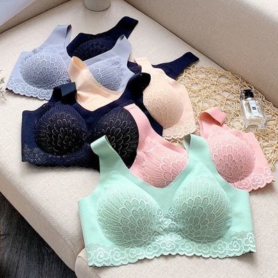 35763/乳胶内衣4.0分杯无钢圈聚拢防下垂睡眠运动一片式无痕内衣背心女