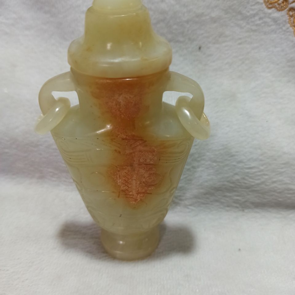 精雕汉代老物件古董玉器玉璧老岫玉手把件摆件挂件玉瓶子