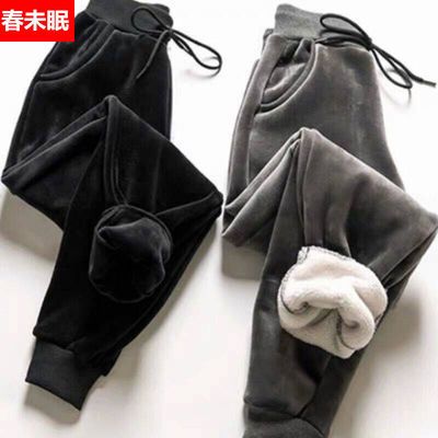 加绒/不加绒加厚丝绒运动裤女秋冬季保暖宽松 哈伦休闲裤卫裤长裤【12月31日发完】