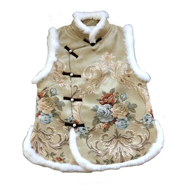 2023 autumn and winter new retro Chinese style literary cheongsam quilted thickened warm new vest vest small jacket