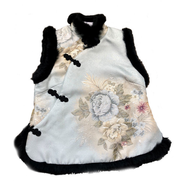 2023 autumn and winter new Chinese style improved version thickened warm embroidered Chinese style literary vest small vest padded jacket