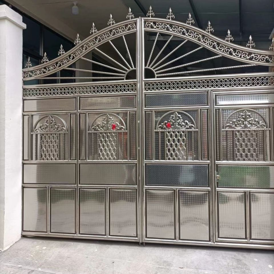别墅门对开门双开门推拉门农村院子门铝合金门护栏庭院护栏