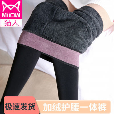 72441/猫人加绒打底裤女外穿护腰外穿加绒加厚锦纶分层保暖打底裤加厚