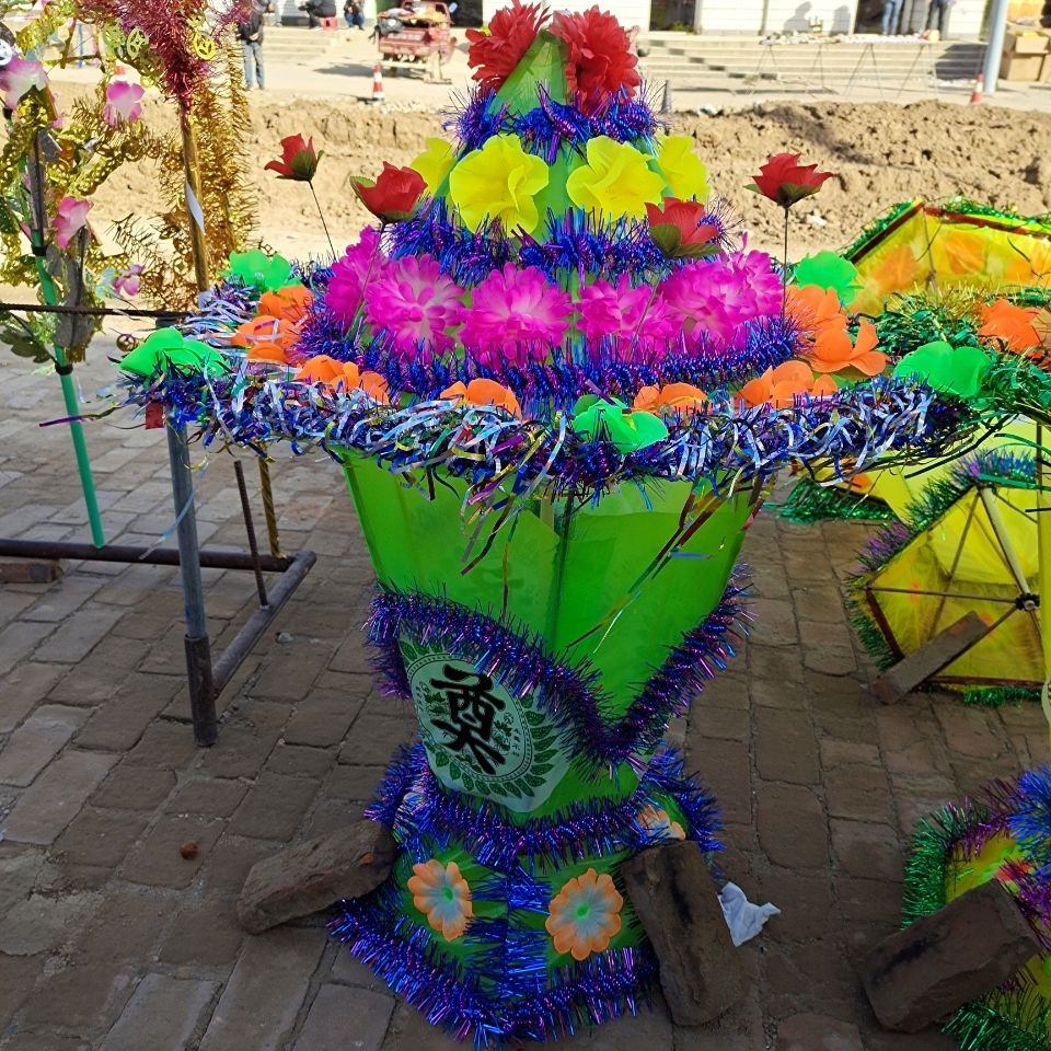 6米仿真布花折叠花篮灵堂祭祀丧事祭奠殡葬用品