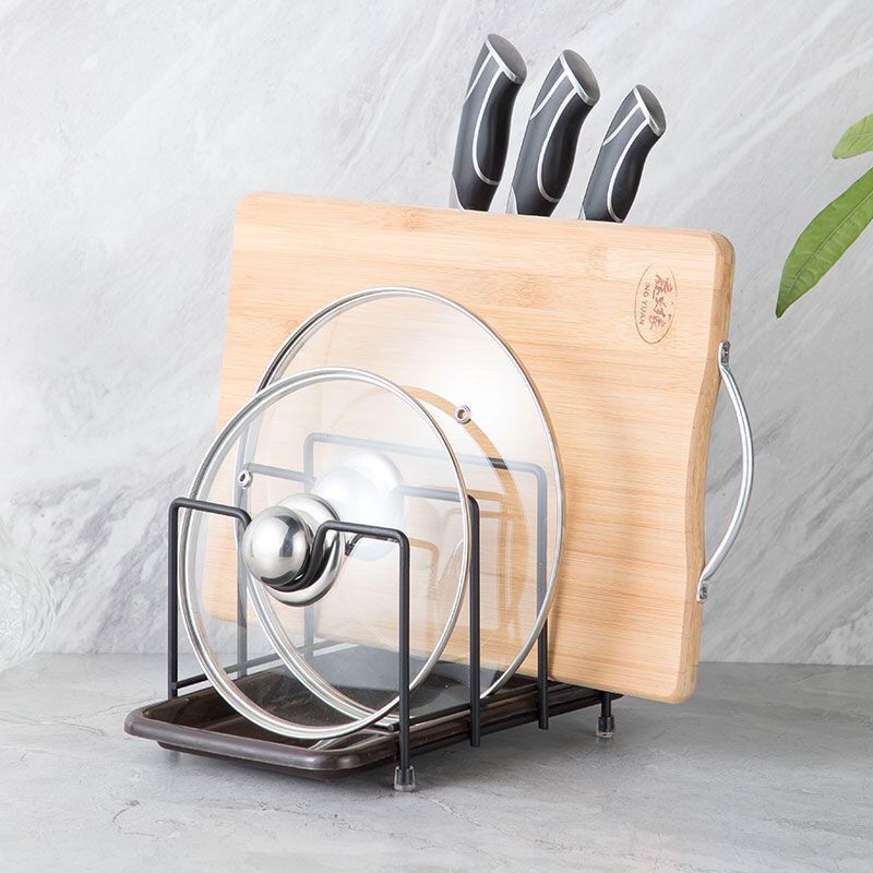 Multi function storage of kitchen pot cover shelf and cutting board