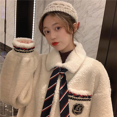 外套女装秋冬季韩版2020新款网红仿羊羔毛宽松加绒学生百搭卫衣潮