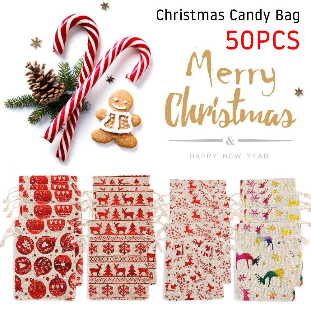 pcs christmas gift bags with drawstring reusable natural