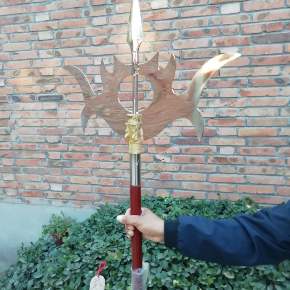 不锈钢凤翅鎏金镗宇文成都镗十八般兵器健身影视道具器械未开刃