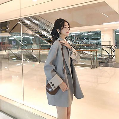 26061/2021春季新款小香风小西装外套女设计感小众韩版复古港味百搭西服