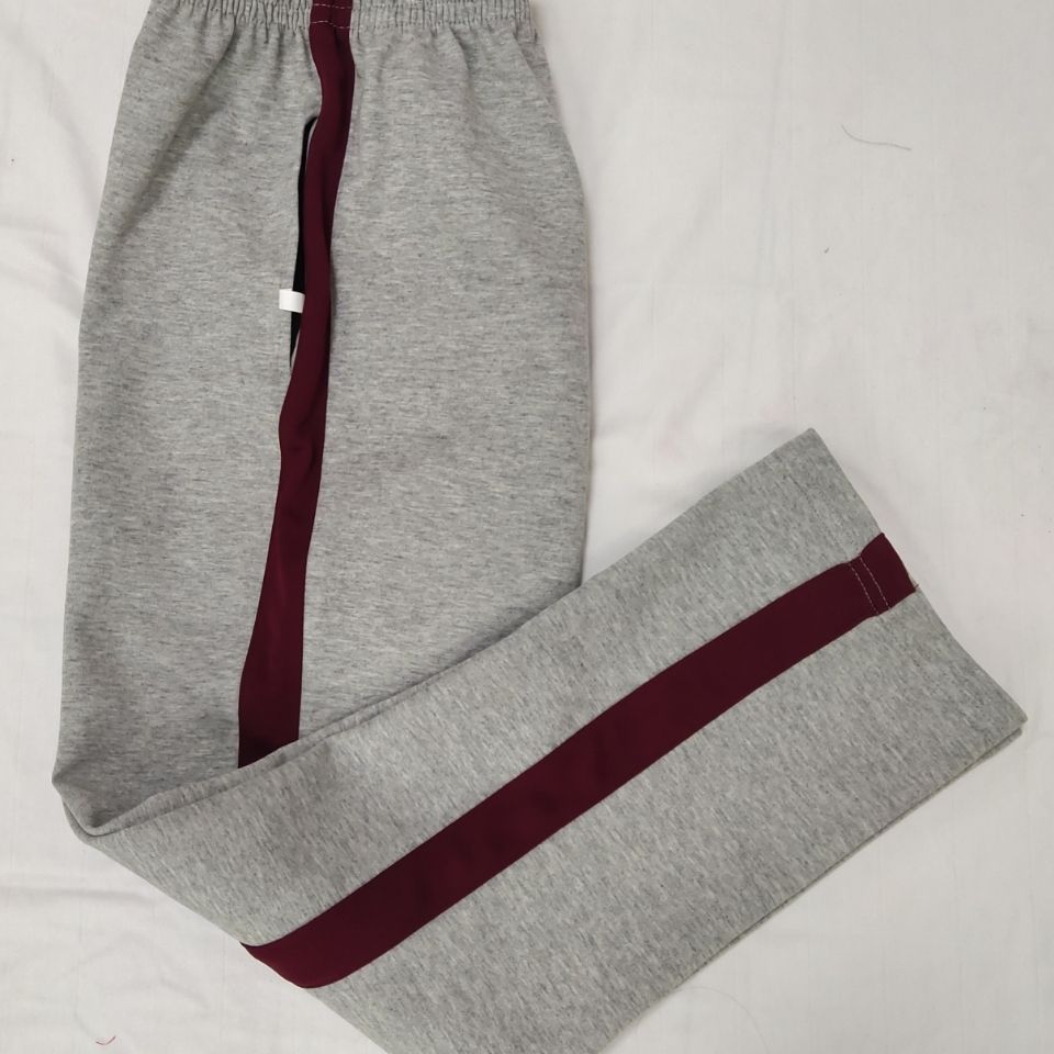 麻灰棗紅拼條校服褲子 北中校服褲 可來圖定製