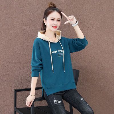 22456/假两件卫衣女2020年春秋季新款韩版宽松显瘦连帽慵懒风百搭上衣潮