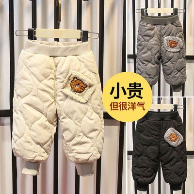 男童冬季加绒裤子韩版中小童宝宝加厚保暖棉裤女童夹棉洋气外穿裤