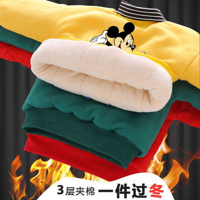 男童冬季棉袄内胆儿童冬季套头加绒保暖上衣棉服中小童加厚棉衣服