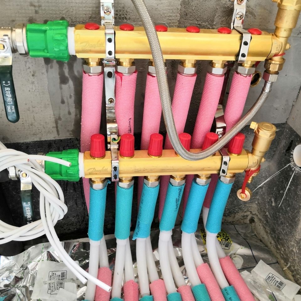丹佛斯水暖分水器地暖分集水器2-8回路适用16管20管报价为2路全套