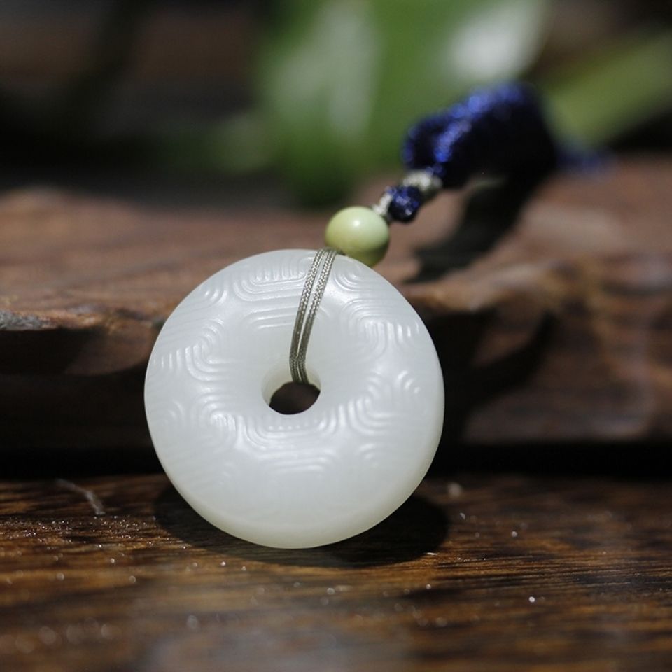 天然和田玉平安扣吊坠男女同款双龙戏珠玉石吊坠挂件_双氙车灯改装网