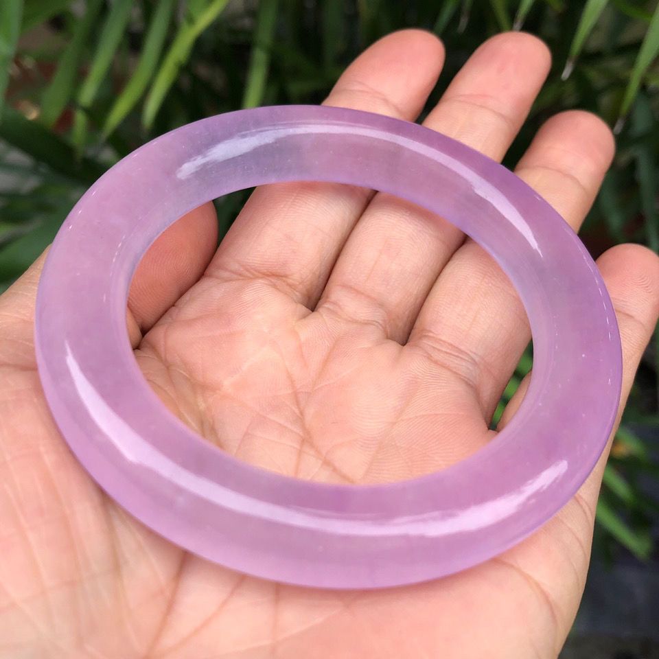 保真天然a货粉色翡翠玉手镯缅甸翡翠高冰樱花粉翡翠圆条玉镯福镯