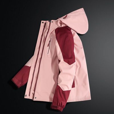 92301/冲锋衣女三合一可拆卸防风防水加绒加厚秋冬季定制外套潮登山服男
