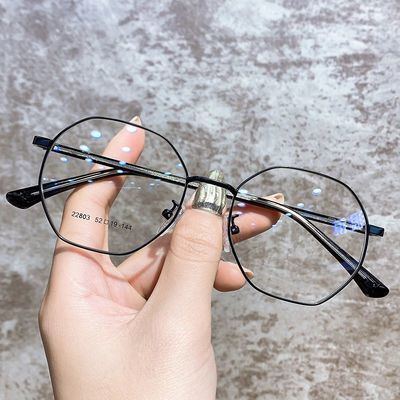 77857/近视眼镜男女超轻网红款圆脸多边形眼镜框大脸成品防蓝光辐射眼镜