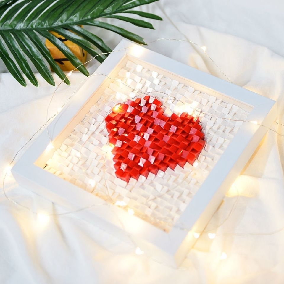 diy爱心积木画创意情侣礼物自制手工送情人表白走心解压浪漫礼品