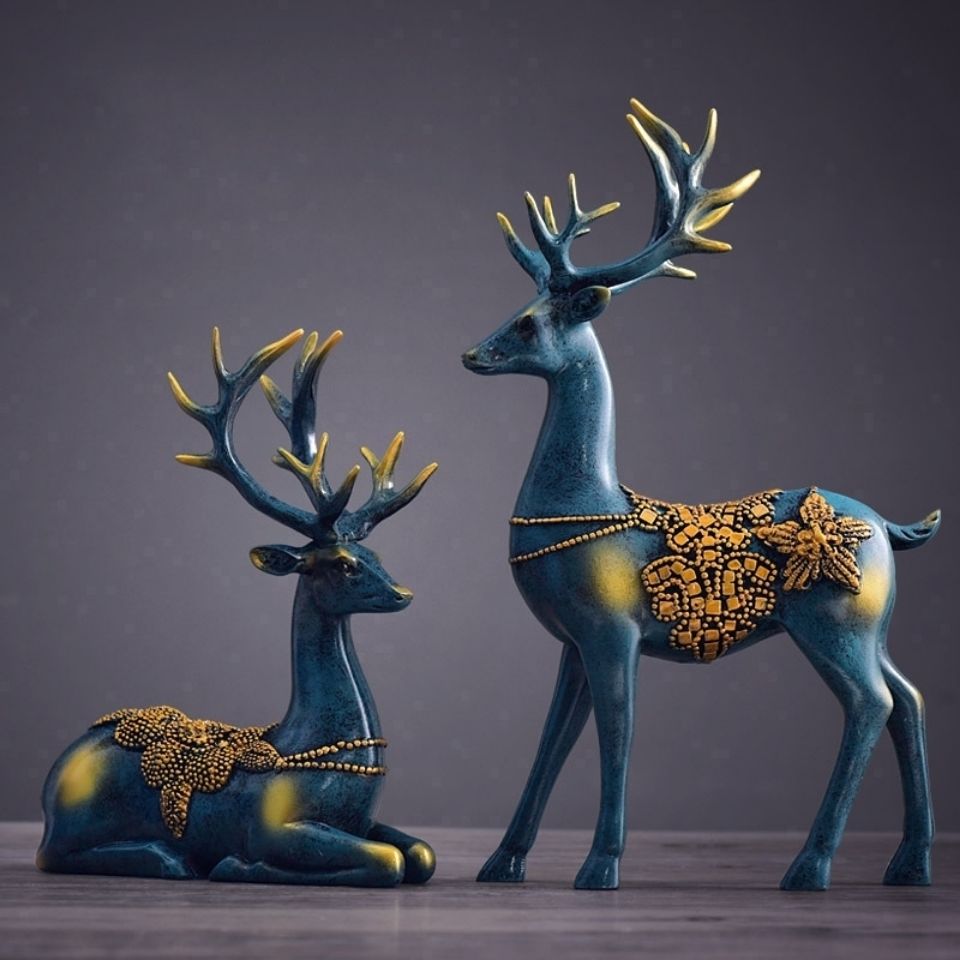 创意装饰品摆件梅花鹿工艺品电视柜家居办公室客厅玄关礼物装饰品