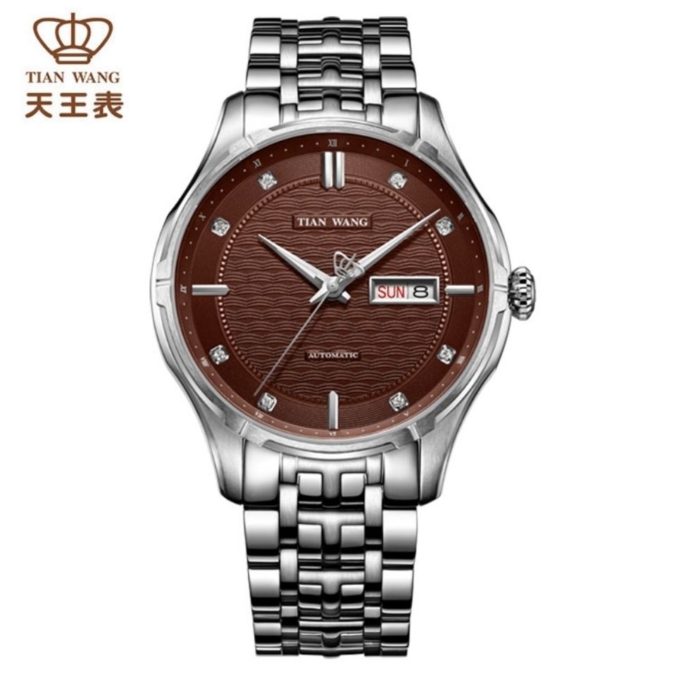 手表全自动正品专柜夜光天王钢带机械表