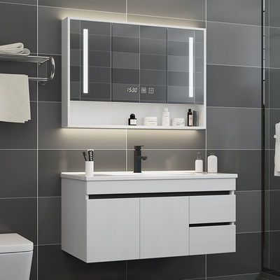 北欧智能实木浴室柜组合现代简约洗脸洗手台盆卫生间洗漱台镜柜