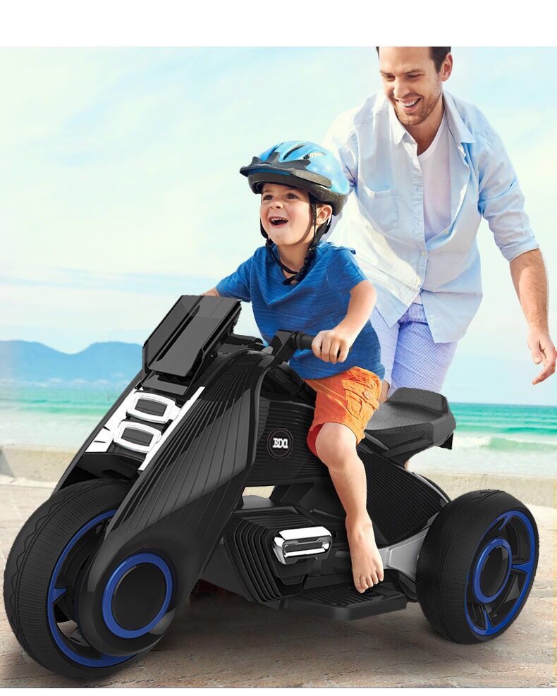 新款飓风儿童电动车三轮摩托车儿童玩具车男女可坐大号电瓶车