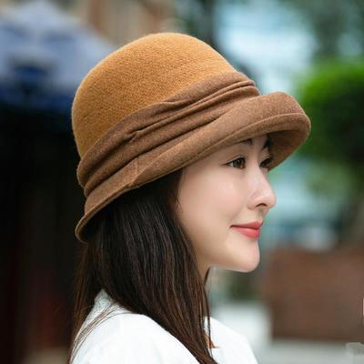76342/女士渔夫帽子秋冬季韩版潮时尚百搭礼帽日系英伦复古羊毛毛呢盆帽