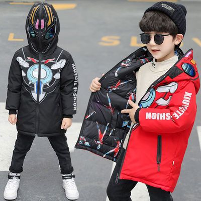 77707/奥特曼白鸭绒羽绒服男童蜘蛛侠冬装新款中大儿童棉袄加厚时尚外套