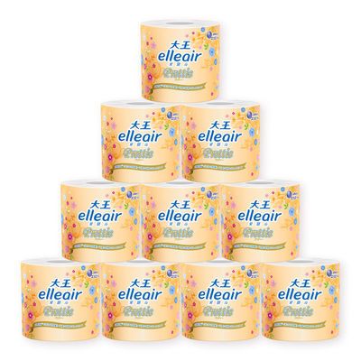 69805/ELLEair大王简绒立体压花卷筒卫生纸10卷*4家用
