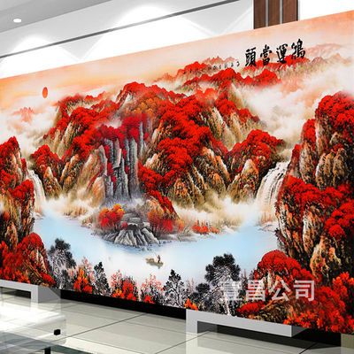 蒙娜丽莎十字绣2023新款客厅线绣鸿运当头山水风景画全自己绣