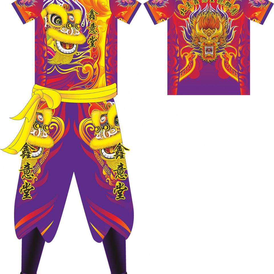 舞狮服装醒狮龙狮舞狮t恤定制醒狮t恤团队服南狮醒狮龙狮衣服短袖