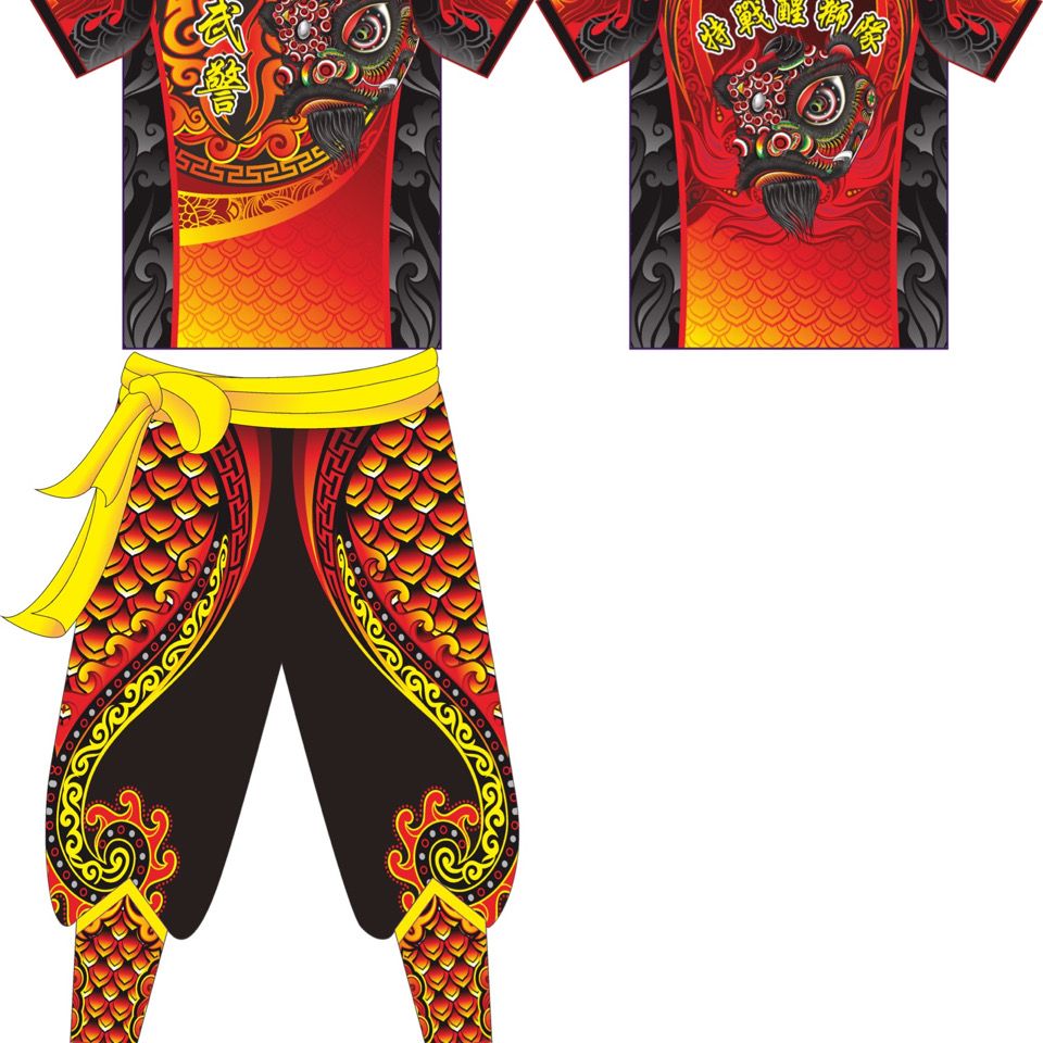 舞狮服装醒狮龙狮舞狮t恤定制醒狮t恤团队服南狮醒狮龙狮衣服短袖