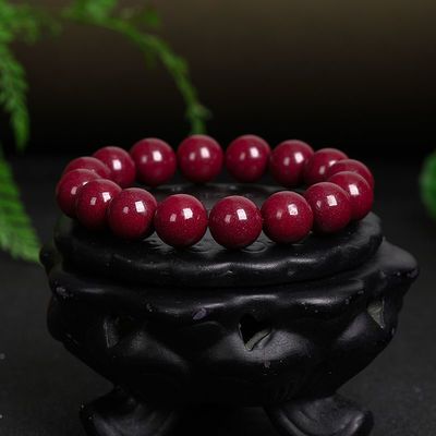 91619/正品朱砂圆珠手串男女同款佛珠手链辟邪安神朱砂手串高含量帝王砂