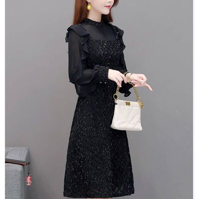 黑色连衣裙女夏2020新款韩版修身显瘦法式复古赫本风小个子中
