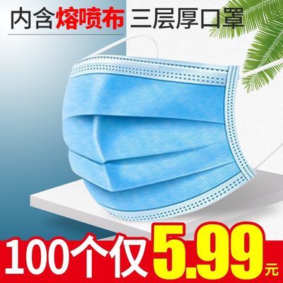【现拍秒发】大人熔喷布口罩一次性3层防尘雾霾三层防护口罩批发