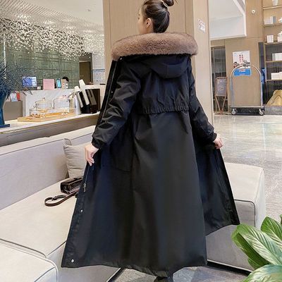 2020新款派克服冬过膝长款仿水貂可拆卸内胆妈妈装加厚皮草外套女