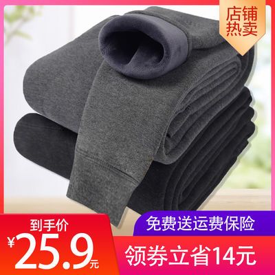 德绒保暖裤男修身加绒加厚防寒内穿秋裤子男士毛裤冬季超厚打底裤