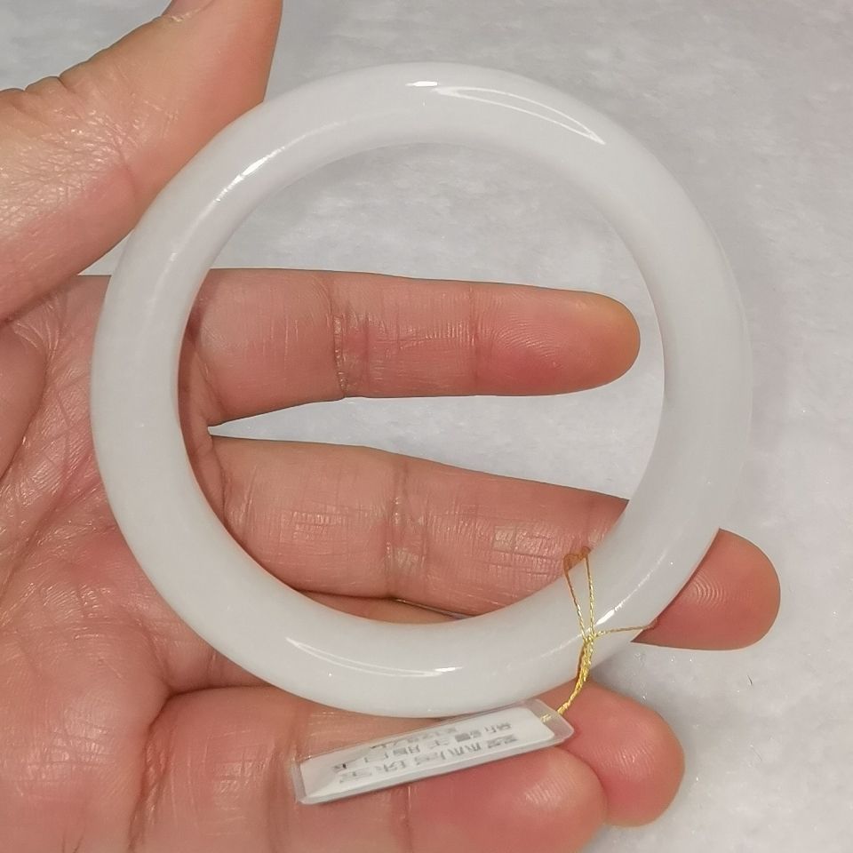 天然新疆和田玉羊脂白玉阿富汗玉碳酸盐质玉 方解石玉手镯 带证书