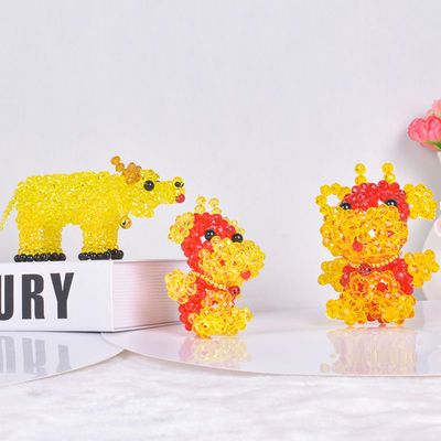 手工diy串珠材料包水晶福牛摆件汽车摆设家居客厅散珠制作